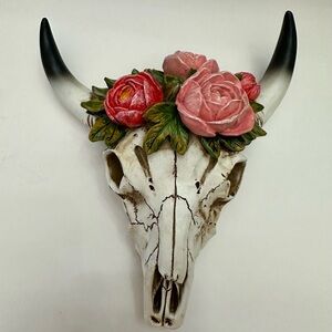 Hobby Lobby Floral Skull Wall Decor Hook - Pink and Green